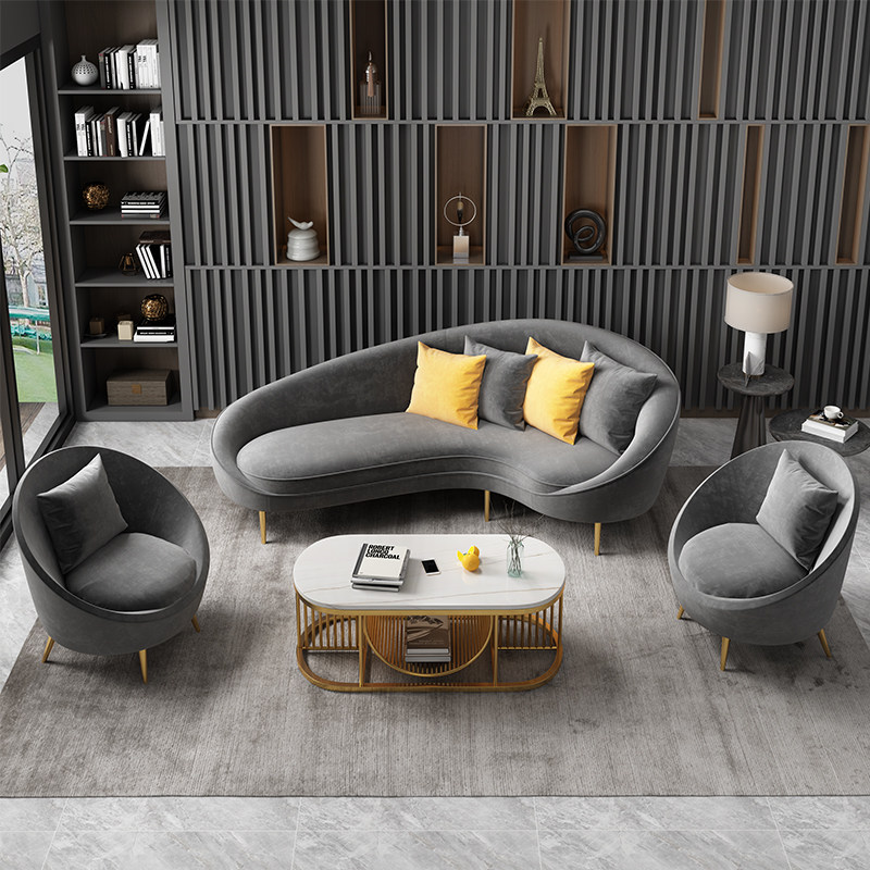 Minimalist Modern Studio Reception Sofa Tea Table Beauty Salon Lounge Table And Chairs Combo Net Red Fabric small sofa