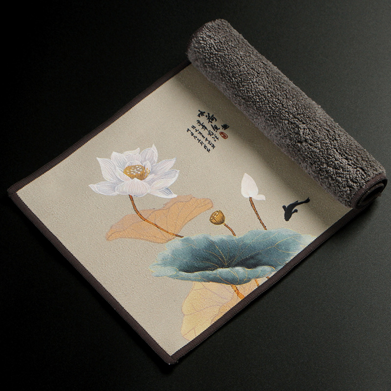 Thickened tea towels Absorbent High-end Strip Tea Cloth Color Painted Tea Mat Chinese Zen tea mat Merit Mat Fu Tea With Zero Fit