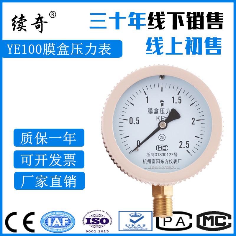 Sequi YE100 Membrane Box Pressure Meter 0-25KPA Gas Gas Micropressure Table 40KPA16 Chipmeter vacuum