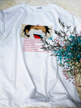 One Piece Luffy Animation T-shirt Men Summer Polyester Short Sleeve Loose Casual Printing Korean Student Half sleeve