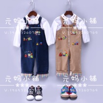 miki childrens clothing 21 years new autumn childrens clothing small train embroidered denim pure cotton back with pants longpants mothers home