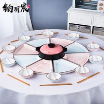 Platinum Yue Chen round platter tableware Family dinner Fan-shaped plate Net red hot pot dish dish set New Year gift