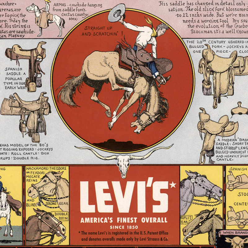 Jo Mora. Evolution of the Cowboy. 1970年版的李维斯Levi's 广告