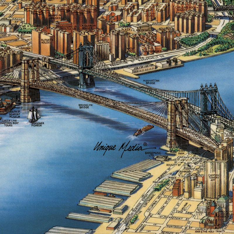 纽约曼哈顿鸟瞰地图 Manhattan,New York-Unique Media