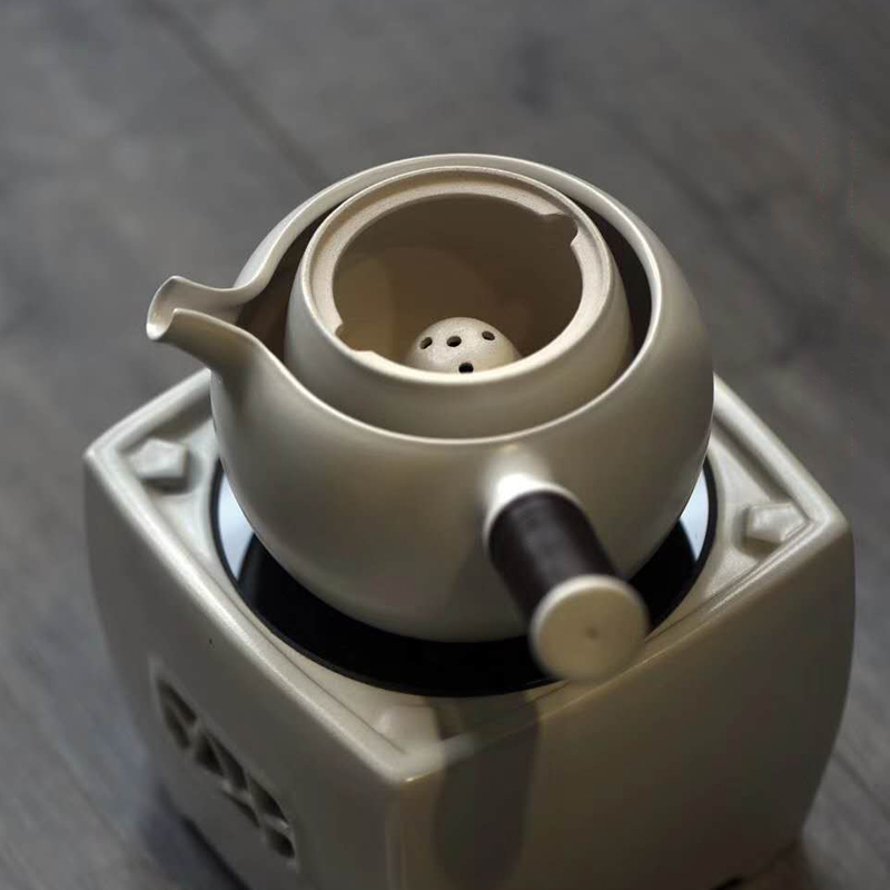 Jingdezhen Fanshantang soda-glazed pottery pot white mud open side pot black crystal furnace ceramic teapot dry chong