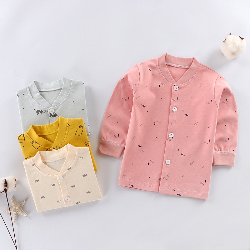 Bé áo mùa thu cardigan bông cậu bé nhỏ cô gái nhấn bông màu đồ lót đáy trên đồ ngủ bé cardigan 0-4 tuổi 3.