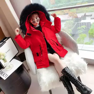 Girls Down Jacket 2021 New Children's Medium and Long Edition Tong Hai Korean version of foreign style winter coat anti-season