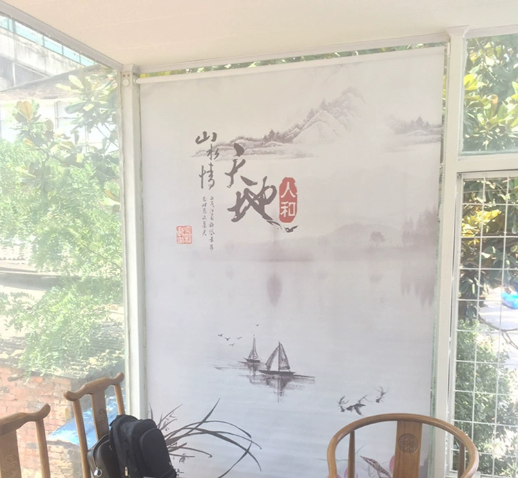 Rèm cuốn tùy chỉnh mẫu quảng cáo logo tay kéo điện nâng rèm kỹ thuật cửa hàng văn phòng rèm che nắng - Phụ kiện rèm cửa khung rèm tròn