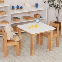 Kindergarten table white Montessori solid wood tables and chairs nursery school early education center special childrens round table rectangular table