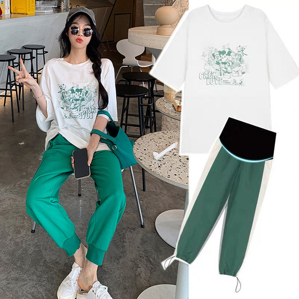 Pregnancy Maternity Dress Summer Tennis Red Suit Fashion Out Loose Casual Short Sleeve T-shirt Blouse Omer two sets of women summer clothes