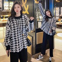 Pregnant woman autumn and winter new out fashion internet red suit Chauma Loose Casual Knit Sweater Spring Autumn Season Two Sets