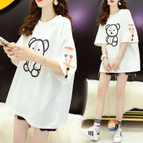 Pregnant woman t-shirt summer dress suit stylish thin net red short sleeve blouse for long and two sets big code summer women tide T