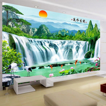 3D Chinese mountain water lover wall panel TV background integrated board bedroom sofa Background high light painting bamboo and wood fiber board