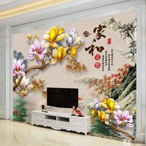 3D stereo home and Chinese landscape high light painting fresco 5d protection wall panel painting living room TV background bamboo and wood integrated board