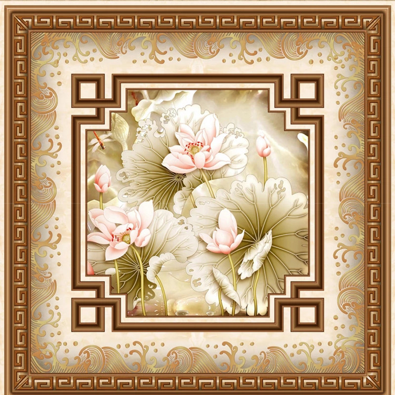 Chinese-style suspended ceiling ceiling background wall panel painting 5d bump 8d mural living room assembled bamboo wood fiber integrated board wall