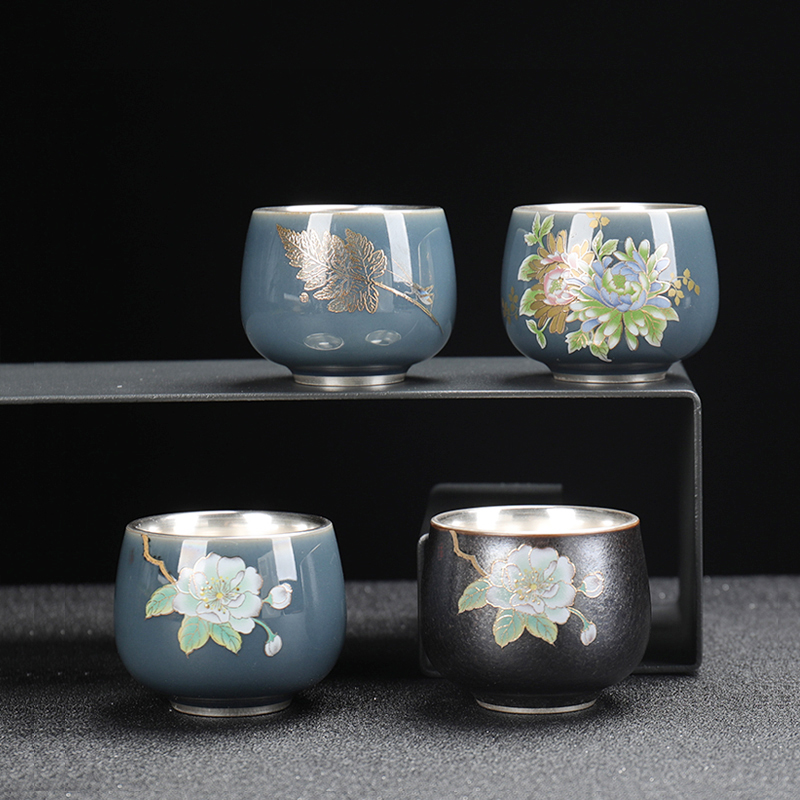 Ceramic tea tasted silver gilding master cup your up, a single cup of large household ji green tea tea cup sample tea cup