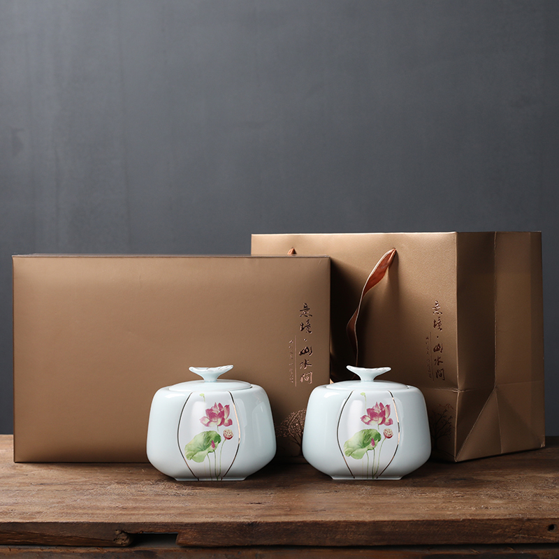 Ceramic tea pot seal pot loose tea storage POTS Chinese store receives black tea, green tea general empty box packing