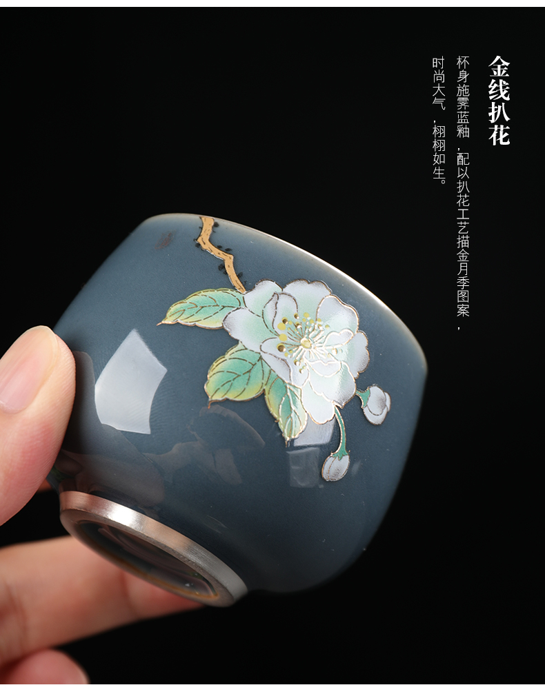 Ceramic tea tasted silver gilding master cup your up, a single cup of large household ji green tea tea cup sample tea cup