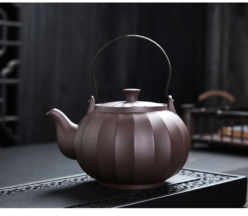 Yixing purple sand tea set ores are it a whole set of tea cups to customize logo household gift kung fu