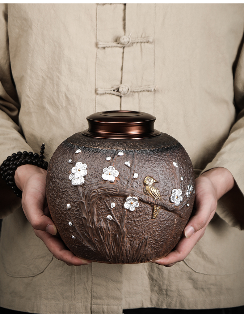 Volcanic mud caddy fixings ceramic double seal POTS to restore ancient ways more coarse pottery tea caddy fixings storehouse number 2 jins