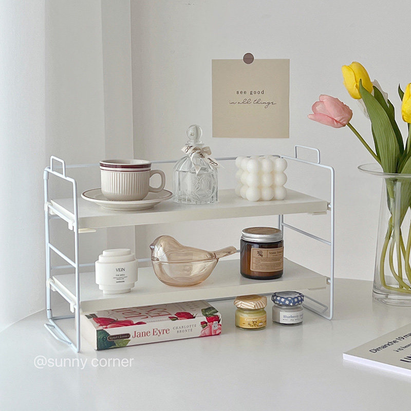 Ins wind desktop cosmetics multi-layer storage rack dormitory bedroom table perfume sorting rack in the corner of the vitality