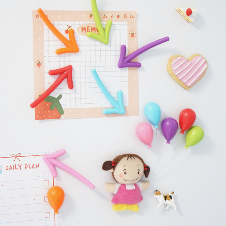 Creative Fun Balloon Arrow Fridge Stick magnetic sticker whiteboard Remain plate magnet sticker adorable decoration 6 sets