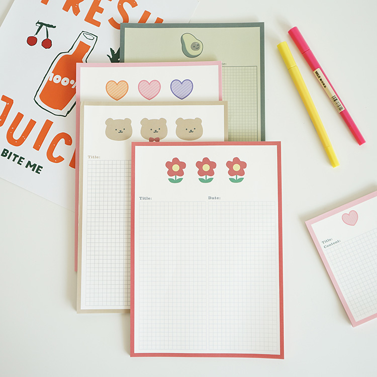 ins loving little bear calf oil fruit cute convenience stickers convenience sticker hand account material B5 study note paper notepad