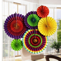 Paper fan flower decoration supplies Kindergarten corridor Classroom environment Shopping mall opening event scene decoration pendant Annual meeting