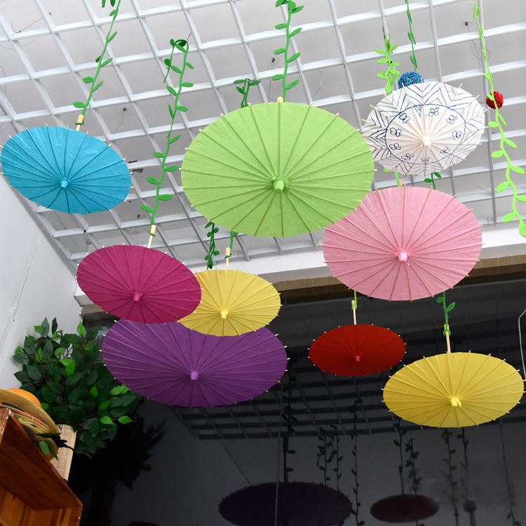 DIY绘画油纸伞作为幼儿园走廊教室空中挂饰,有哪些创意手工涂鸦方法?-工艺伞-淘宝好物网