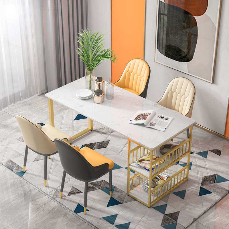 Nordic marble dining table household dining table and chair combination modern small apartment rectangular dining table simple table