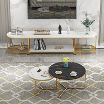 Nordic slate TV cabinet coffee table combination modern minimalist light luxury home living room small apartment marble floor cabinet