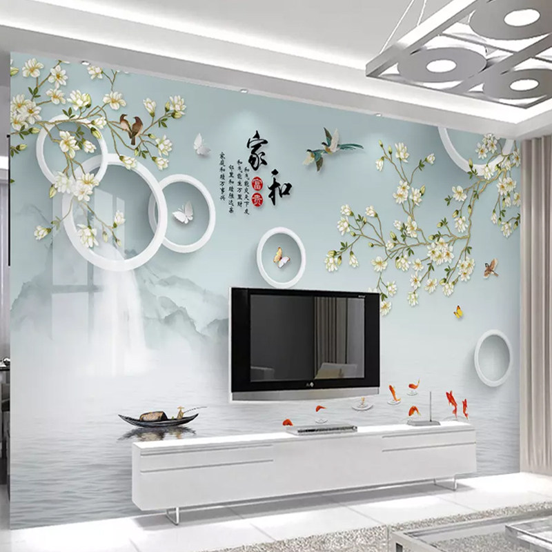 New Chinese TV Background wall integrated board wall Living room Modern minimalist 3d high light painting 8d home and bamboo wood fibre board