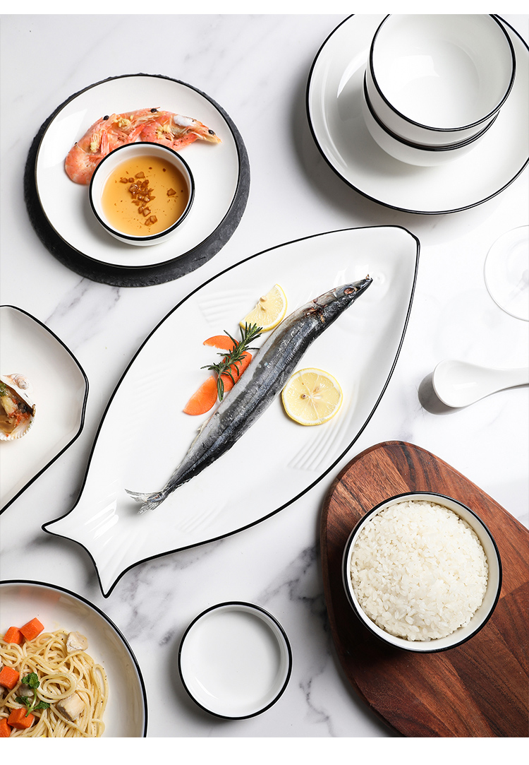Tinyhome European contracted black line of household tableware ceramic dishes 0 soup bowl rainbow such always suit the job