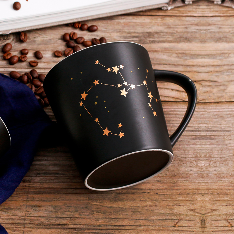 Tinyhome couples the zodiac gold household contracted mugs ceramic handle glass coffee cup move