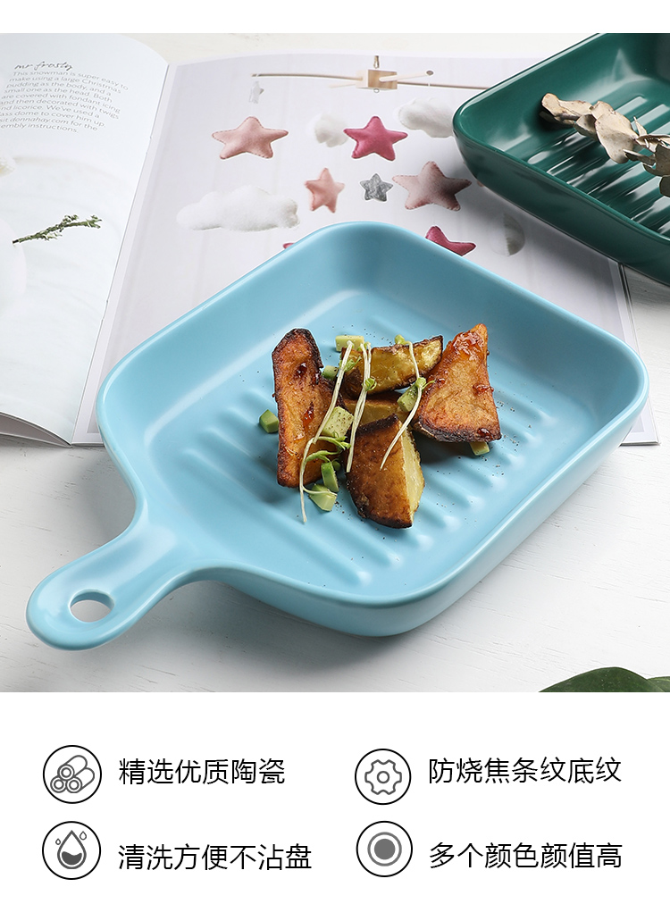 Nordic ceramic pan creative home baked cheese baked bowl dish plate microwave oven dedicated with handles