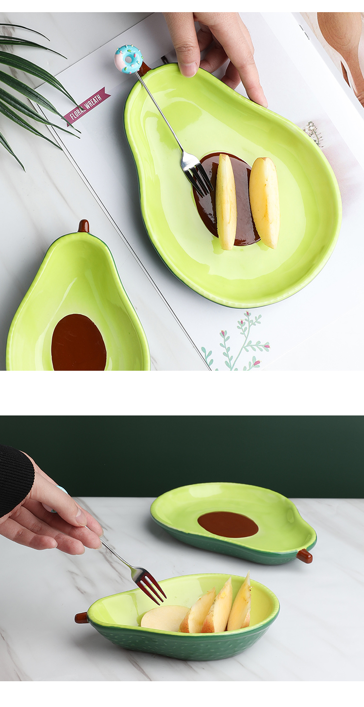 Ins and lovely but avocado ceramic disc household fruit salad of dish of all the creative special - shaped plate small dishes