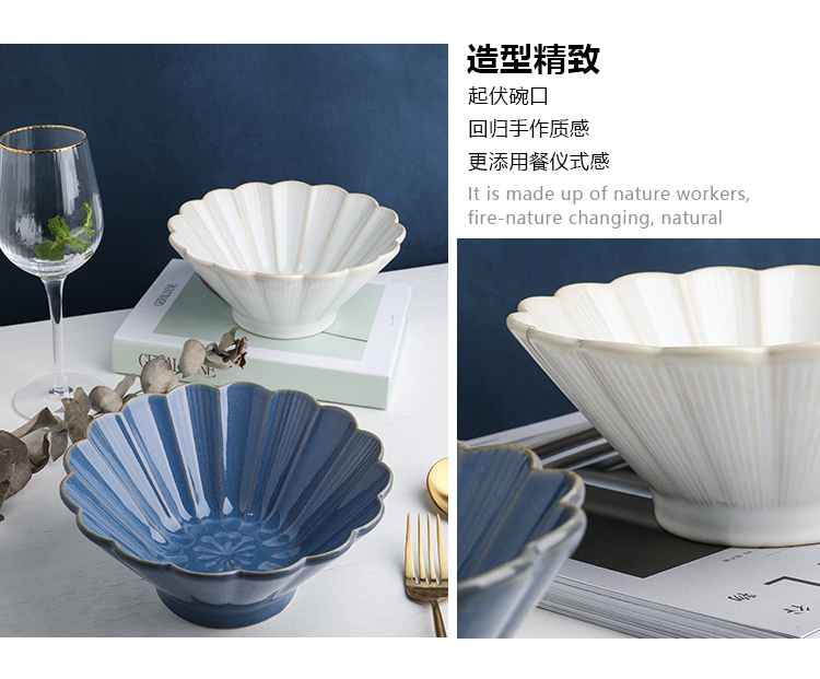 Tinyhome vintage Japanese contracted household ceramics up glaze bowl bowl bowl of fruit salad bowl of soup bowl horn