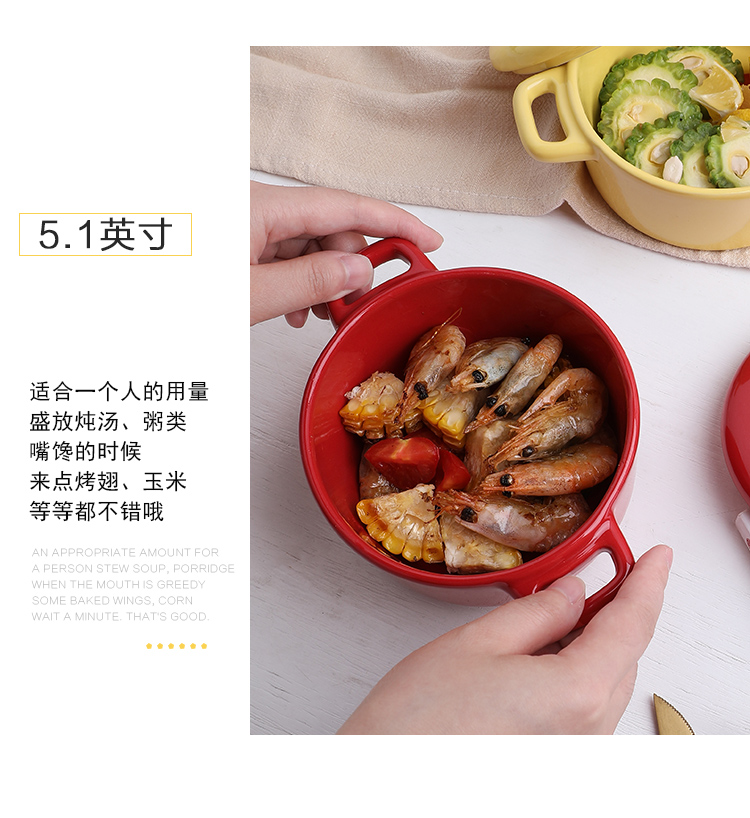 Creative household ceramics with cover dessert bowl stew roast consisting steamed egg bowl ears high - temperature steaming soup bowl bowl