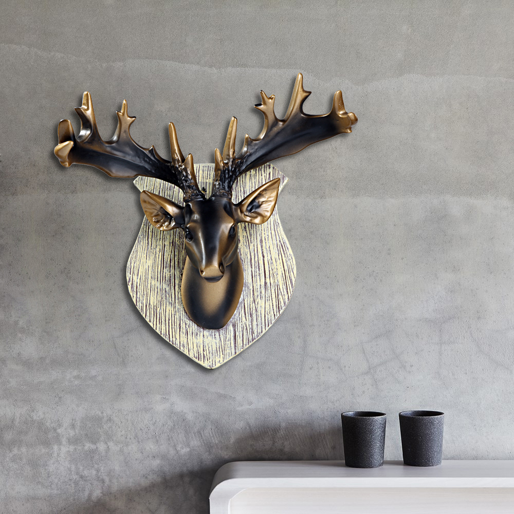 North American European-style emulated deer head wall wall-mounted decoration creative retro living room dining room Wall Pendant Furnishing