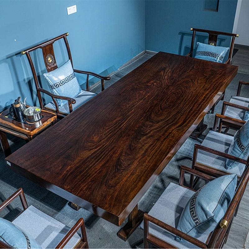Black sandalwood large board solid wood log red wood tea table tea table tea table tea table tea table office meeting table painting desk furniture-Taobao