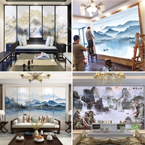 Customized new Chinese landscape bamboo wood fiberboard painting 3d integrated board living room hotel building restaurant quick wall panel painting