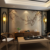 TV background wall integrated board Chinese living room Film and Television Wall wall panel antique plum blossom wallpaper custom fiberboard