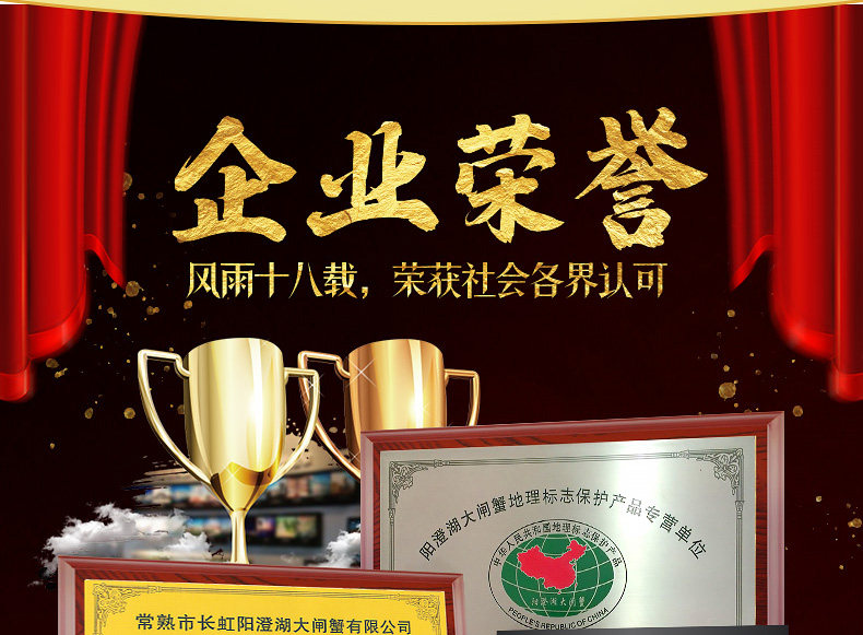 副会长单位 阳澄湖大闸蟹 公5.0/母3.5 共10只 图1