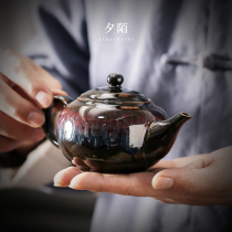 Jianzhan Teapot Single pot Ceramic tea set Kung Fu teapot kiln becomes Tianmu glaze Large tea maker Girder pot Household
