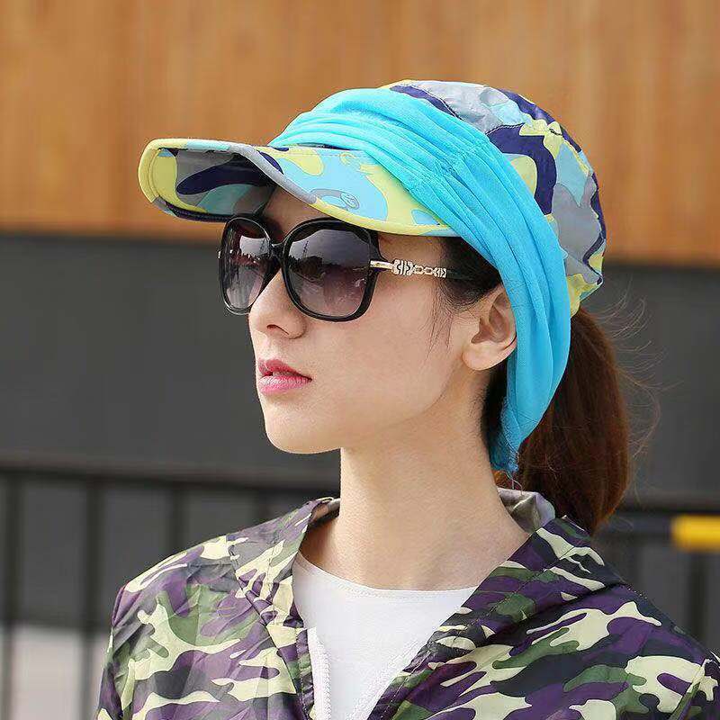 Sun mũ nữ mùa hè Hàn Quốc phiên bản của xe đạp che mặt ngoài trời có thể gập nắp mát mũ phụ nữ hat nắng mặt trời mũ.