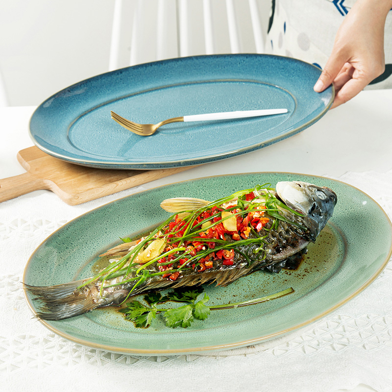 Fish dishes household Japanese creative move eat dish dish large surroundings while fruit bowl dinner plate ceramic tableware