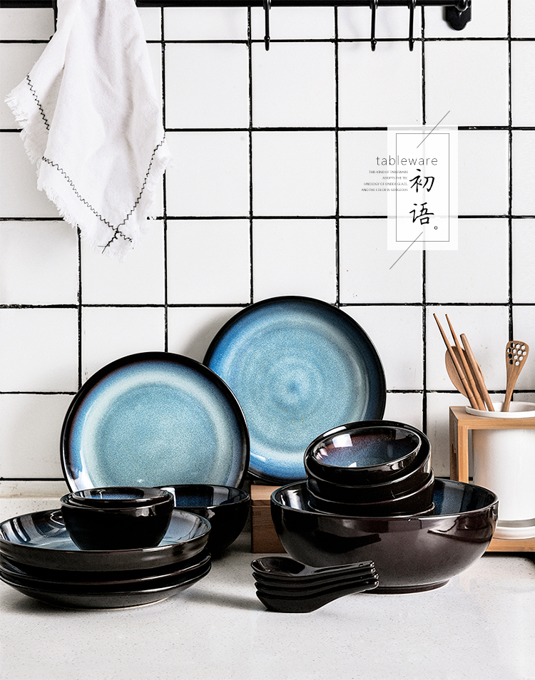 Use of restoring ancient ways household Japanese thickening Bowl soup Bowl dish dish dish Bowl dish combination microwave oven ceramic tableware