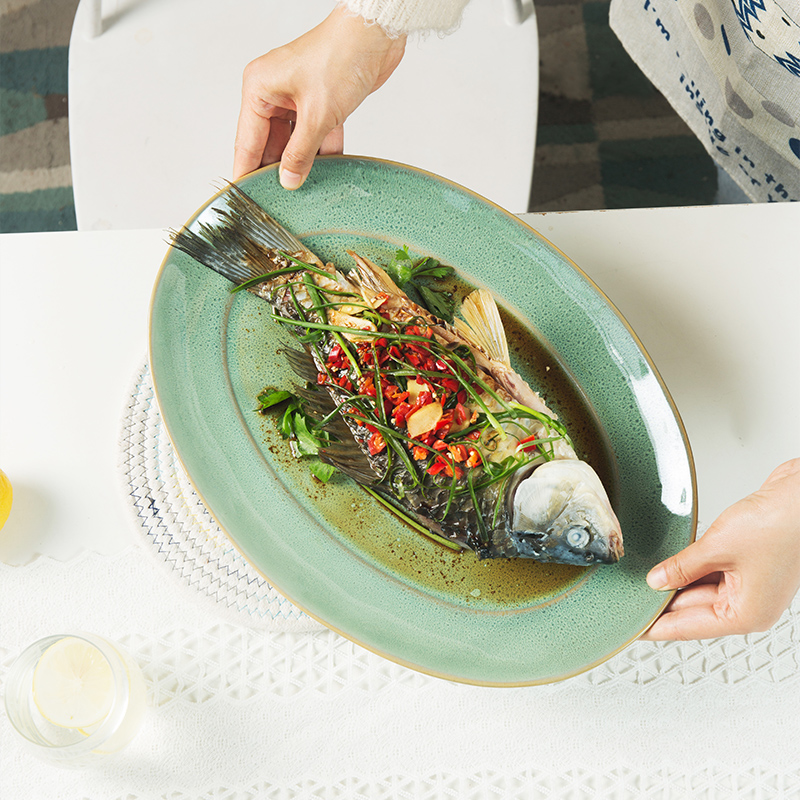 Fish dishes household Japanese creative move eat dish dish large surroundings while fruit bowl dinner plate ceramic tableware