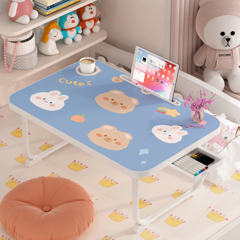 Bed small table larger plus height widening notebook computer desk Folding Table Dorm Room Bunk Desk Students Small Table Board Floating Window Ins Wind mobile girl Children's baby to eat