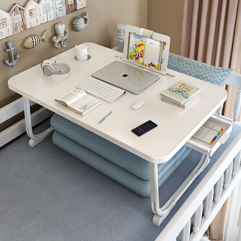 Notebook computer desk bed small table Folding Table Dorm Table Dorm Desk Slacker Desk Sloth Learning Table Student Table Board Plus High Increase Widening Home Rectangular Simple Rental House Ins